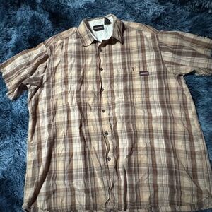 Dickies Men's Tan Plaid Button Down Shirt